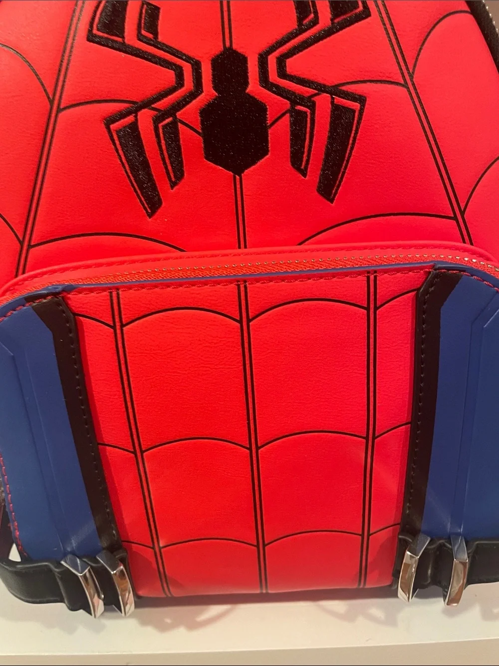 Kids  Red Spider Motif Backpack with Blue Accents